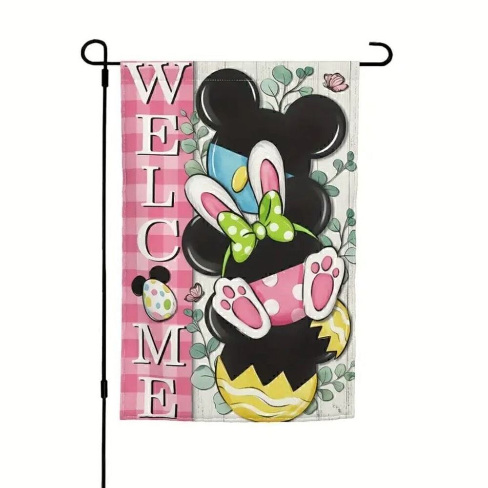 Welcome Easter Garden Flag Womens Kids Mouse Character Yard Home Decor New